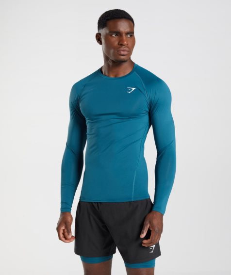 Koszulki Gymshark Element Baselayer Long Sleeve Top Męskie Niebieskie | PL 098ATP